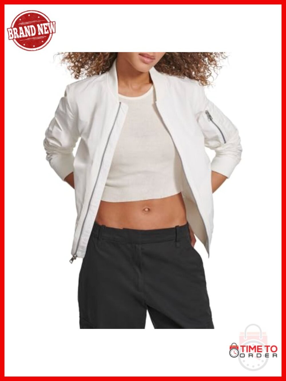 Lightweight MA-1 Bomber Jacket, Polyester, Long Sleeve, Zip Front, 4 Pockets